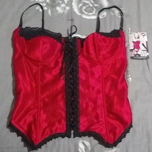 red satin and lycra bustier.